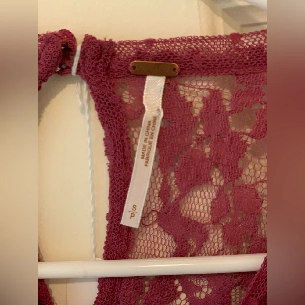 Free People Elegant Lace Burgundy Top.  Size-Small